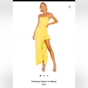NBD florena gown in yellow small NWT